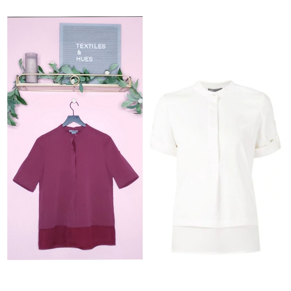 Vince Silk Sheer Hem Button Front Shirt